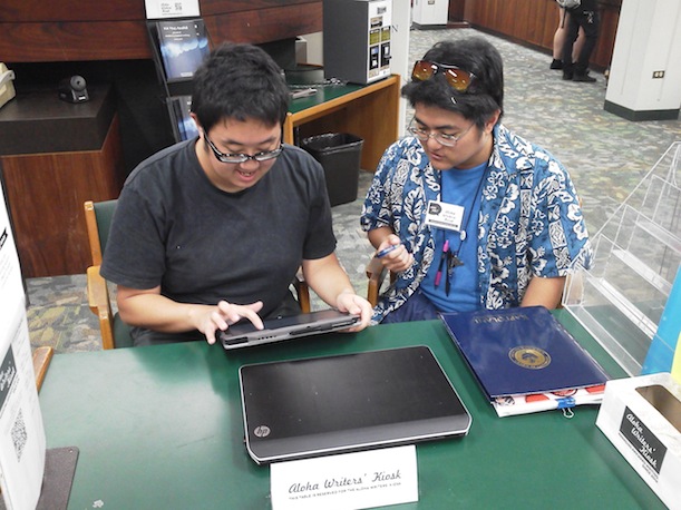 David Uedoi (right) working with a student writer