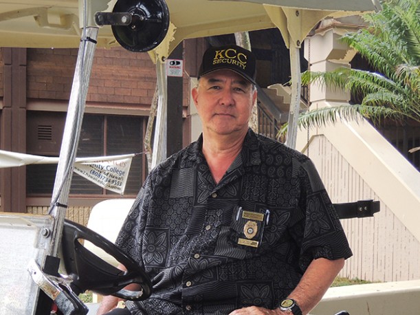 Officer Shaun St. Vincent heads security at KCC. He came to KCC in April 2012, after 4.5 years at UH Mānoa.