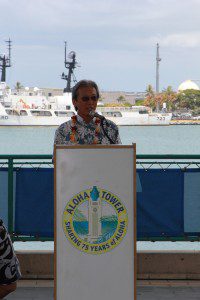 Ron Takahashi, Culinary Department Chair speaking about KapCC's sustainability efforts. Photo: Remington Taum