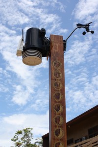 The weather station has 30 moon phases, from hilo to muku, from new moon to new moon, all carved by Tatiana Oje. Photo: Hanul Seo/Kapiʻo