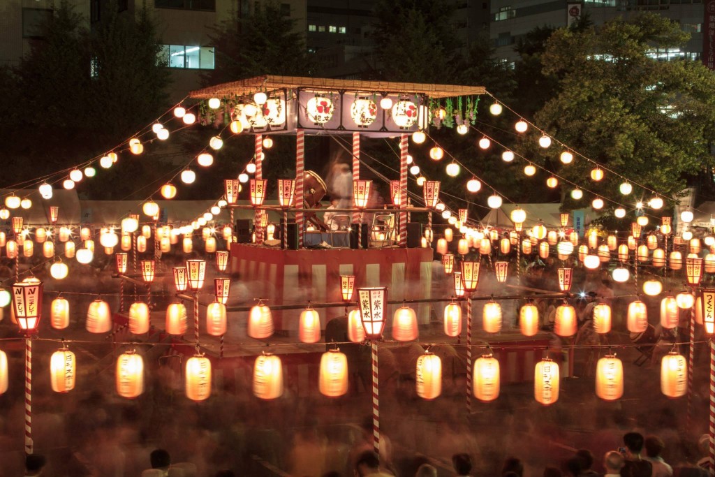 Took a long exposure of the Tsukiji bon dance in Tokyo, Japan. Photo: Devin Takahashi/Kapi'o.