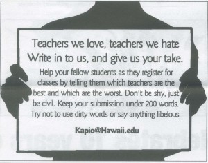 November 4, 2003 Kapio runs an ad for a Kapio run teacher rating service.