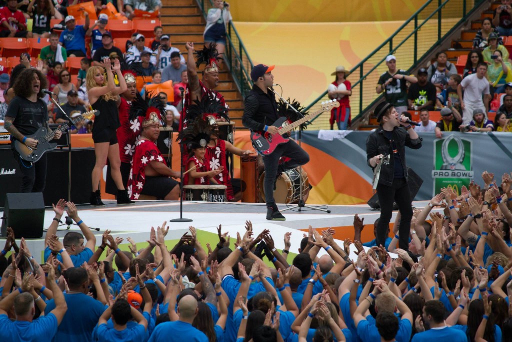 Fall Out Boy performs the halftime show at the 2014 NFL Pro Bowl. Photo: Devin Takahashi/Kapiʻo.