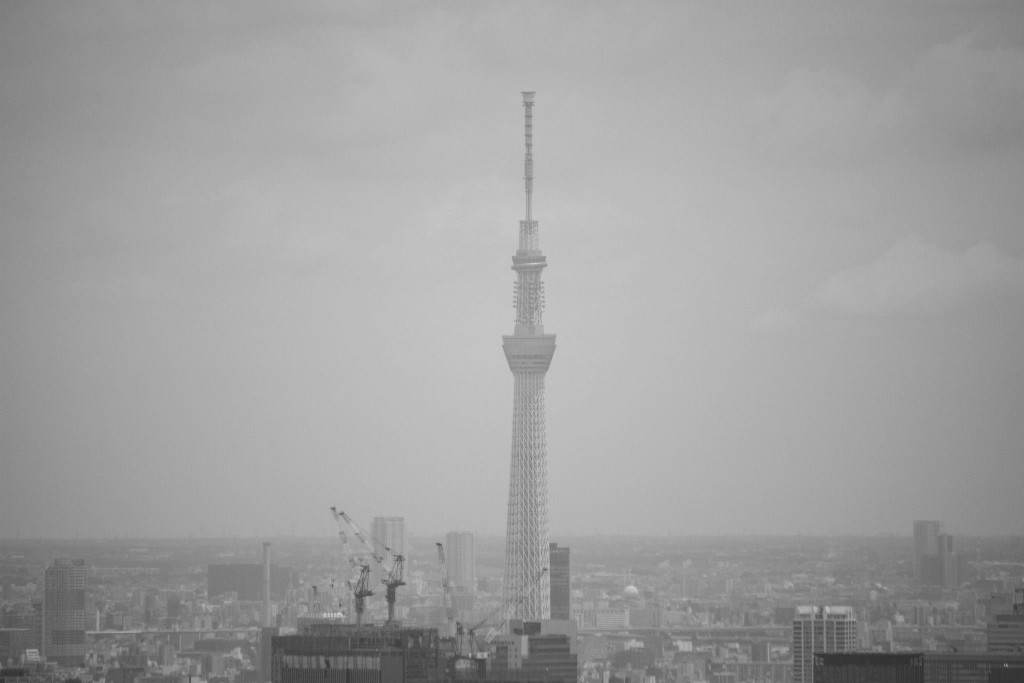  A view of the Tokyo Skytree from a skyscraper in Shinjuku on a hazy day. Photo: Devin Takahashi/Kapi'o.