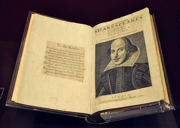 Shakespeare's First Folio, one of the rarest and most valuable publications in the world.